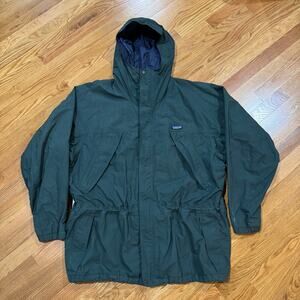 Vintage Patagonia Parka Jacket Green Mens XXL Hooded Zip Snap Coat Gorpcore